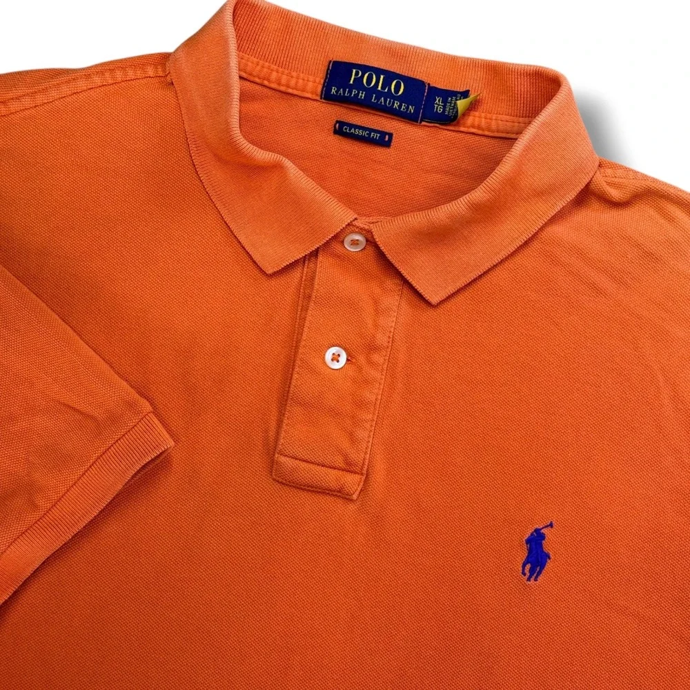 Polo Ralph Lauren Polo Shirt Men XL Orange Classic Fit Short Sleeve Pique Golf